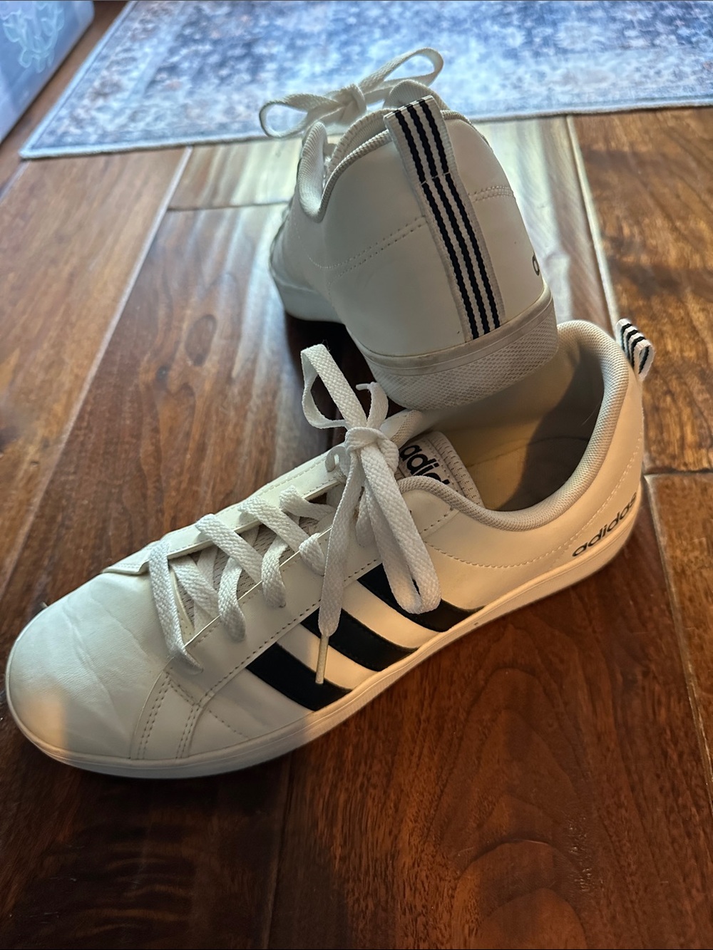 adidas White Sneakers with Black Three-Stripes